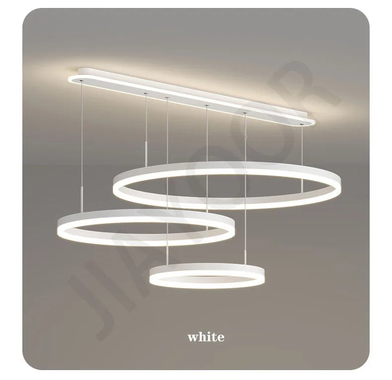 Modern Led Ring Chandelier Dimmable Black Gold Minimalist Decor for Table Dining Living Room Pendant Lamps Home Hanging Lighting