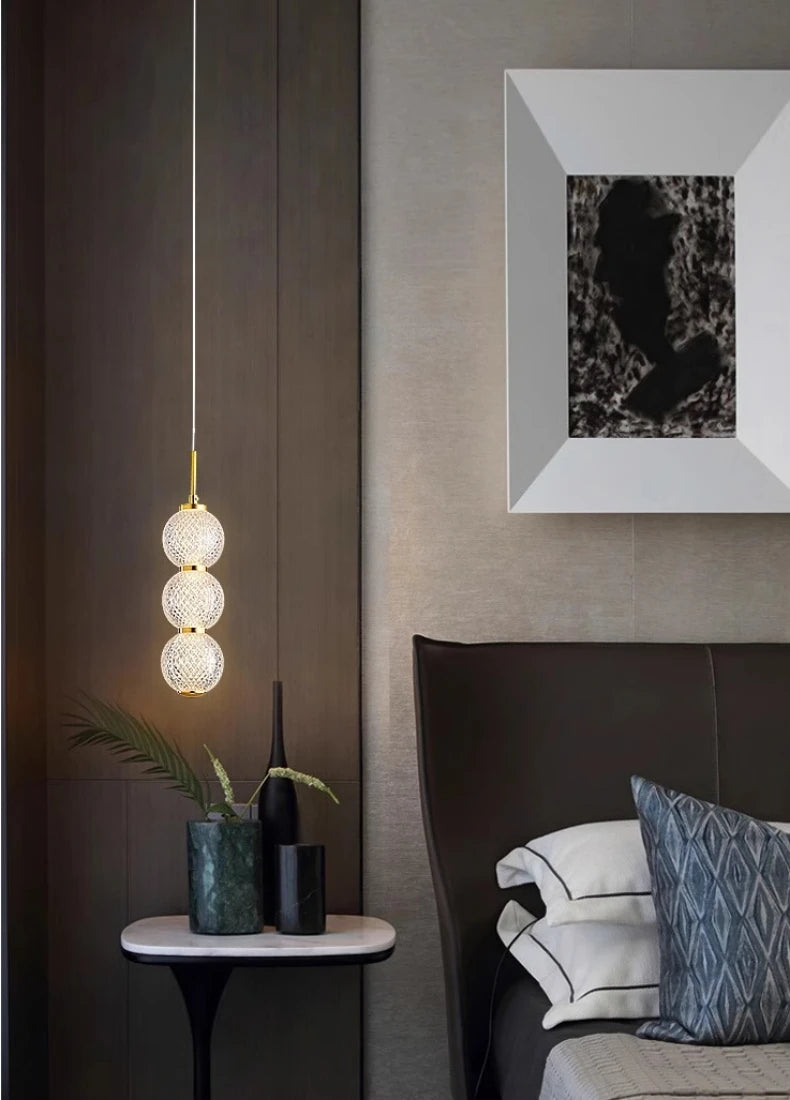 Transparent Acrylic Ball LED Pendant Lights Bedroom Parlor Dining Room Hanging Lamp Height Adjustable Dropshipping