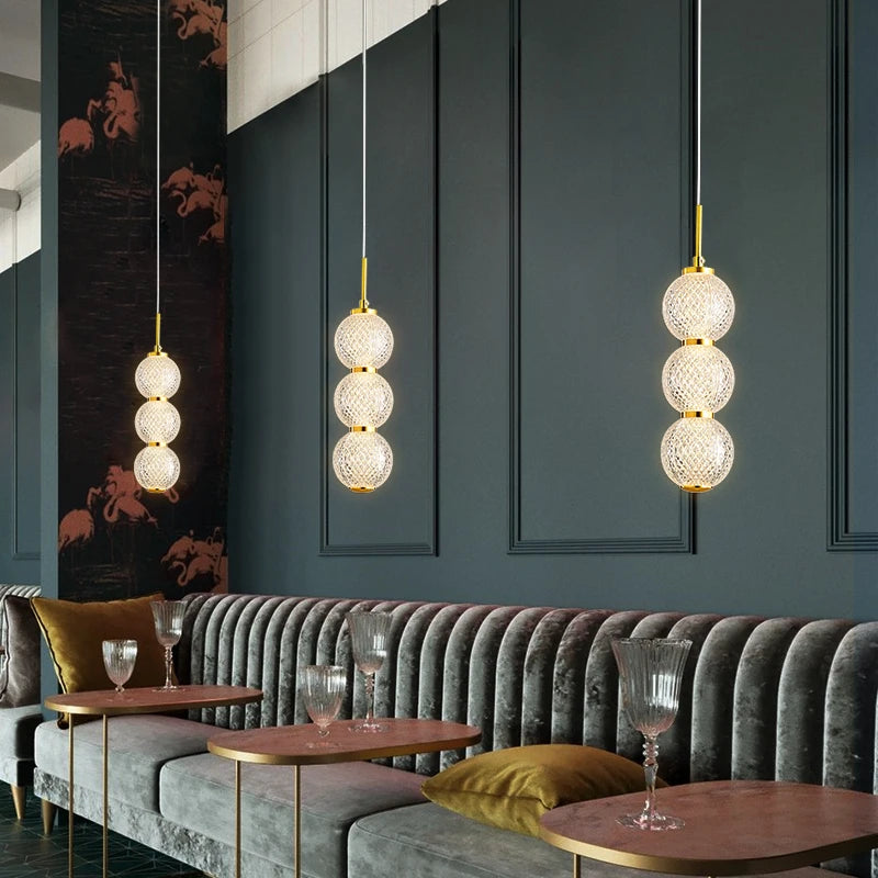 Transparent Acrylic Ball LED Pendant Lights Bedroom Parlor Dining Room Hanging Lamp Height Adjustable Dropshipping