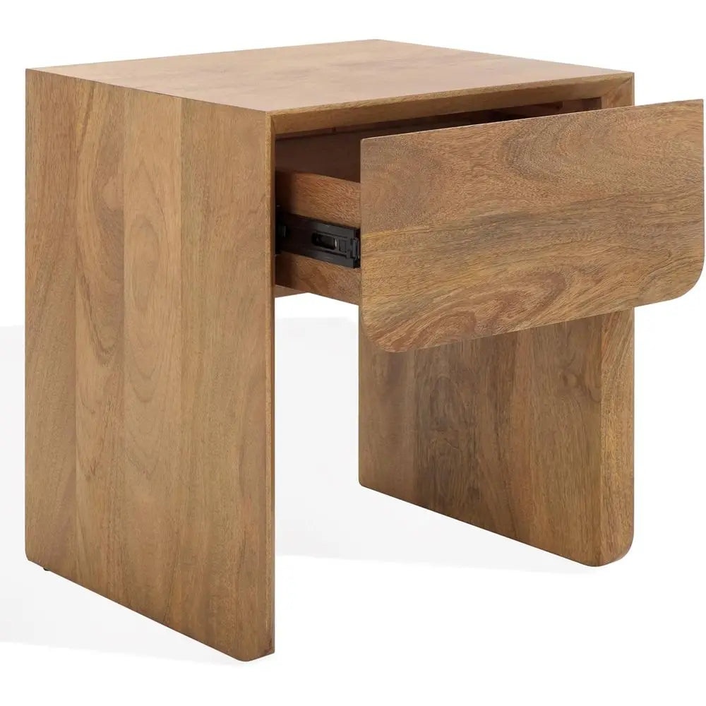 Grigorio Brown Couture Solid Wood Nightstand, Fully Assembled
