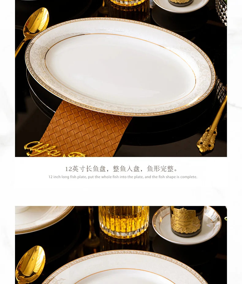 Moving House Tableware Set Bone China 2025 New Tableware Set High-end Luxury Jingdezhen Ceramic Bowls And Plates Home Products