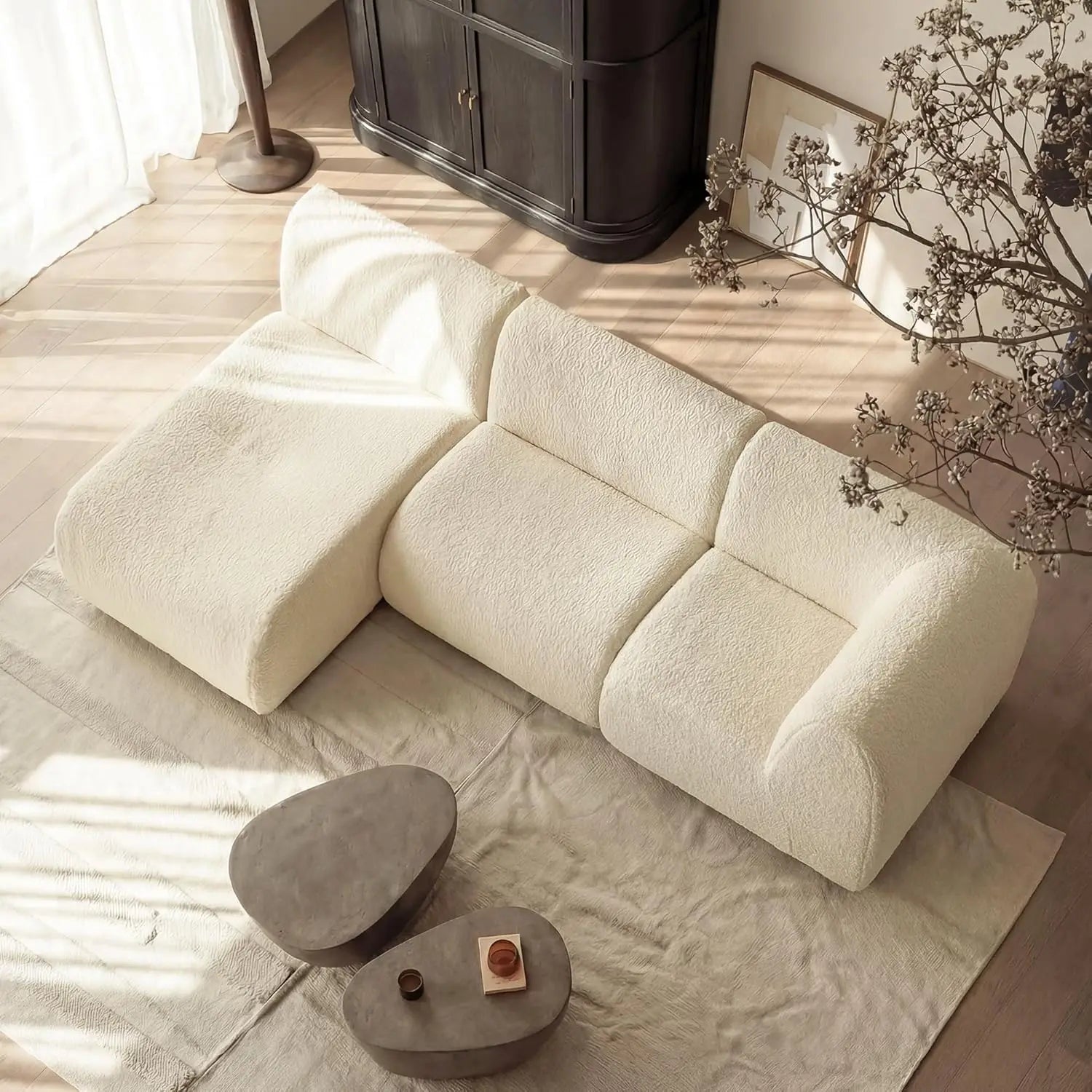 Sectional Sofa with Chaise, Boneless 3 Seater Modular Couch, Reversible L-Shaped Couches with Deep Seat,, Customized