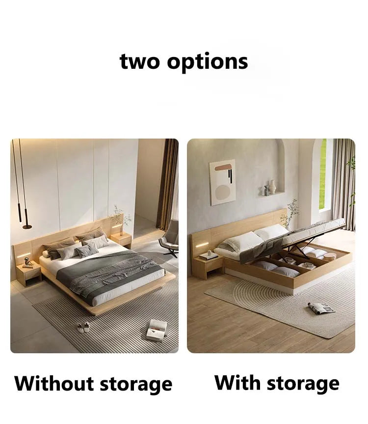 Nordic Bedroom Furniture Double Bed With Storage Box Adjustable Gas Lift Tatami Bed Modern Light Luxury King Size Bed Frame