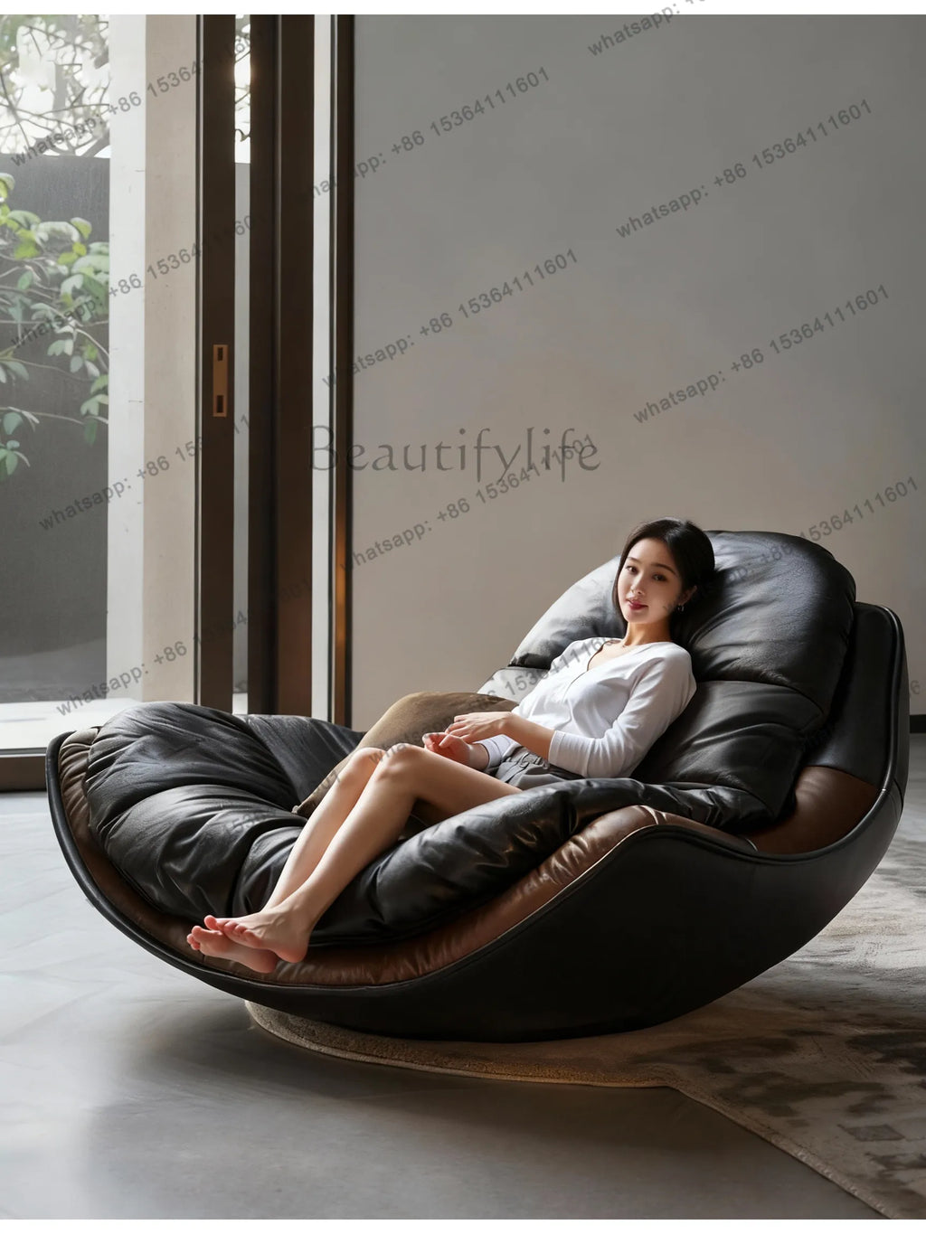 Modern simple lazy sofa single recliner light luxury balcony bedroom living room home leisure chair