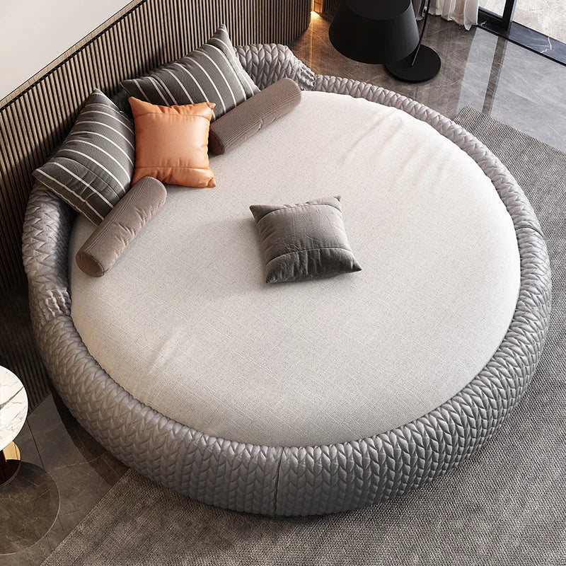 Home 180 200 220 cm Luxury Fabric round Double bed 2 people full size bed frame queen bedroom beds frames bedroom furniture