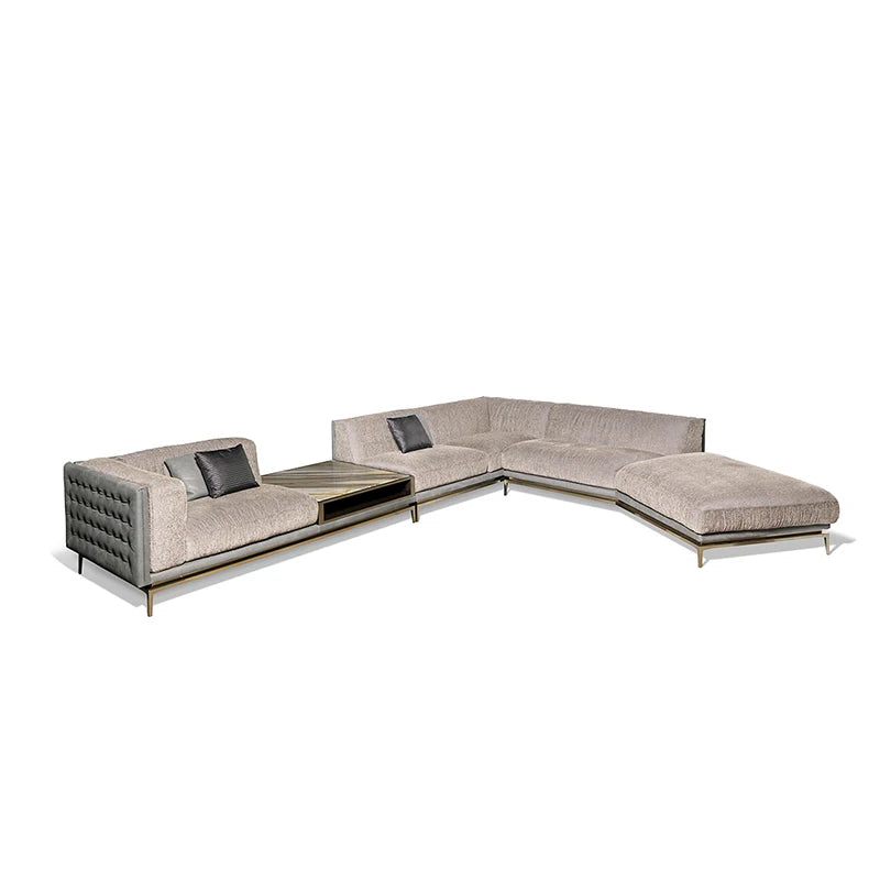 %w Italian Living Room Sectional Couch L-shaped Corner Sofa Set with Convertible Extendable Features Modern Fabric Furniture