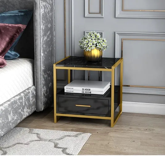 Nordic bedside table simple modern living room bedroom locker bedside cabinet gold light luxury marble storage cabinet