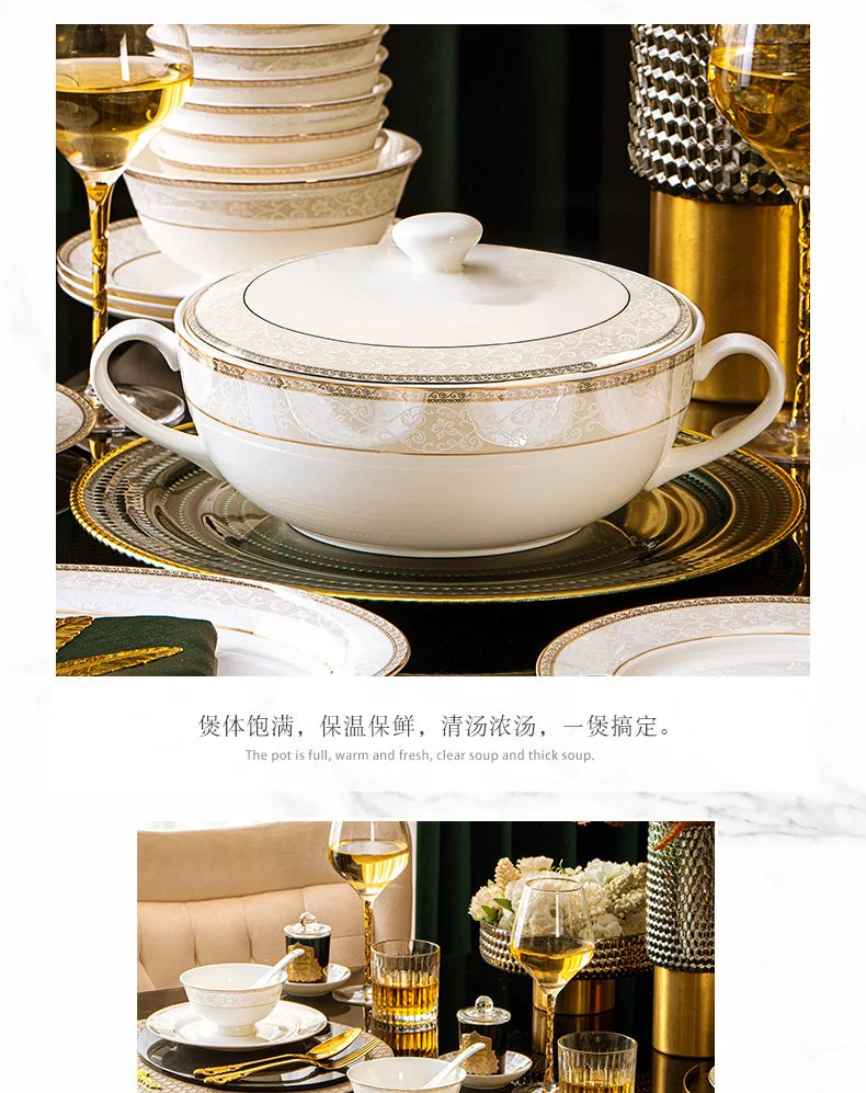 Moving House Tableware Set Bone China 2025 New Tableware Set High-end Luxury Jingdezhen Ceramic Bowls And Plates Home Products