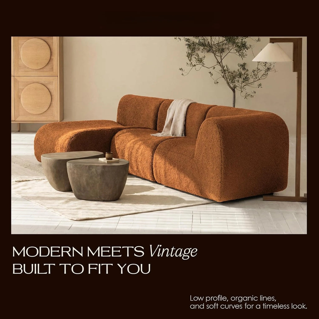 Sectional Sofa with Chaise, Boneless 3 Seater Modular Couch, Reversible L-Shaped Couches with Deep Seat,, Customized