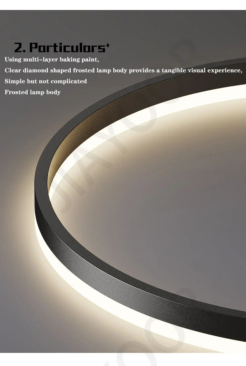 Modern Led Ring Chandelier Dimmable Black Gold Minimalist Decor for Table Dining Living Room Pendant Lamps Home Hanging Lighting