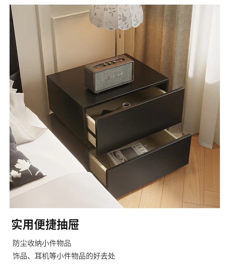 Modern simple bedside table all solid wood new storage locker minimalist household bedroom Suitable for interior decoration