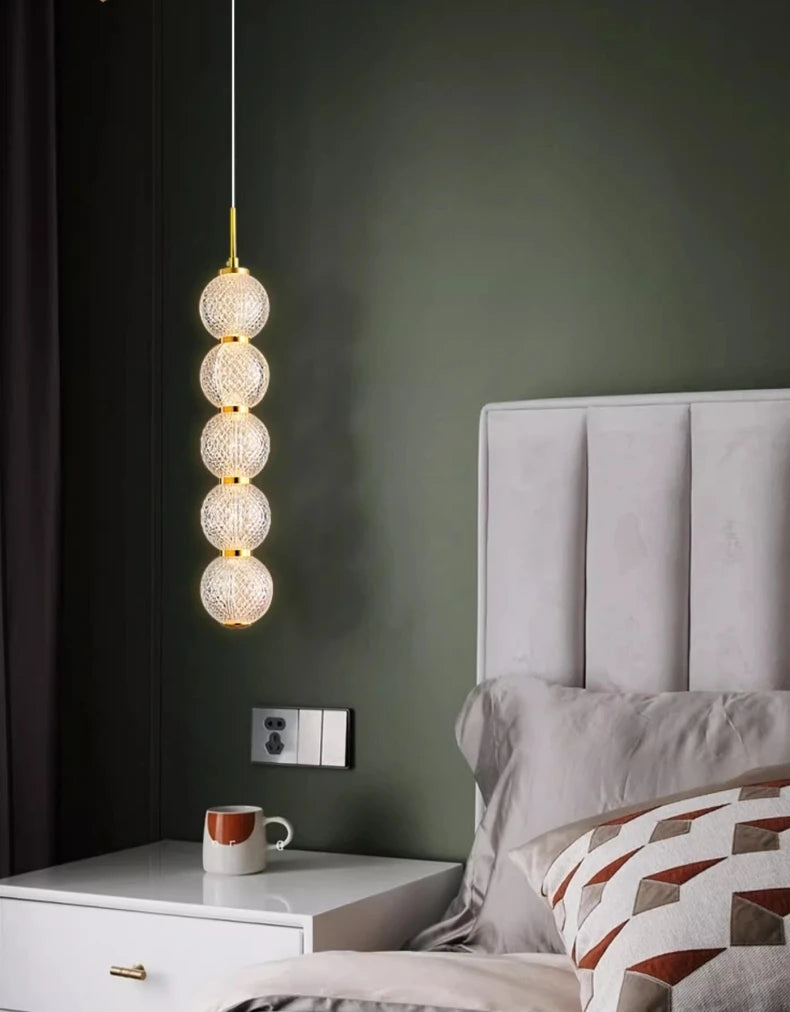 Transparent Acrylic Ball LED Pendant Lights Bedroom Parlor Dining Room Hanging Lamp Height Adjustable Dropshipping