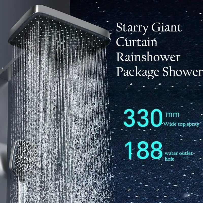 With Waist Spray Shower System Set MultiFunction Smart Digital DisplayRefined CopperAmbient Lighting Pressurize Shower Set