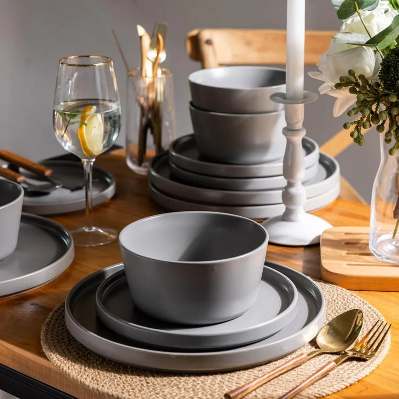 Modern Flat Stoneware Set