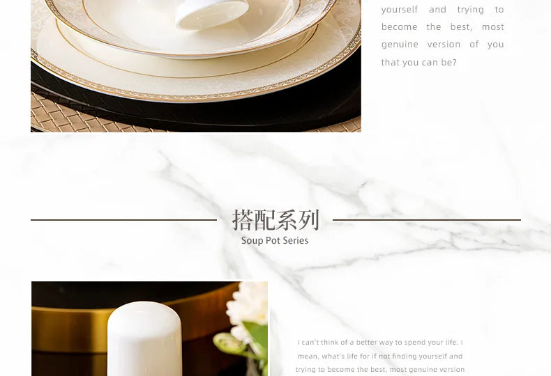 Moving House Tableware Set Bone China 2025 New Tableware Set High-end Luxury Jingdezhen Ceramic Bowls And Plates Home Products
