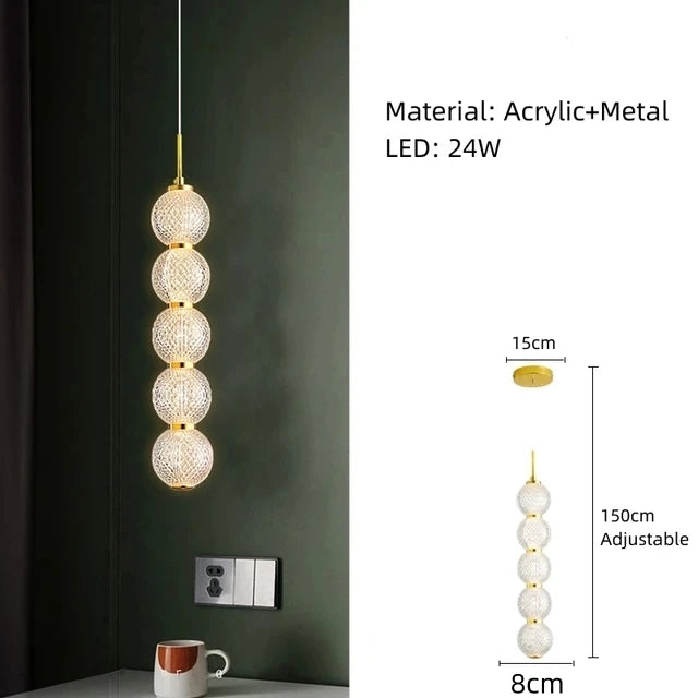 Transparent Acrylic Ball LED Pendant Lights Bedroom Parlor Dining Room Hanging Lamp Height Adjustable Dropshipping