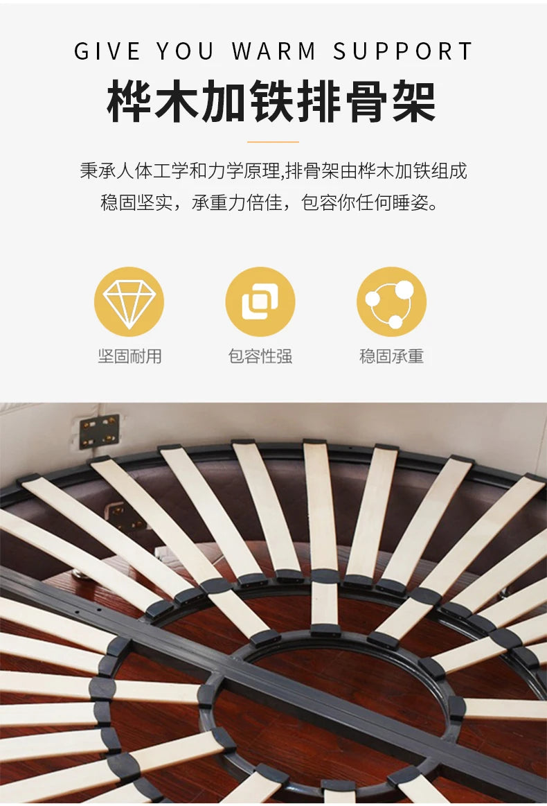 Home 180 200 220 cm Luxury Fabric round Double bed 2 people full size bed frame queen bedroom beds frames bedroom furniture