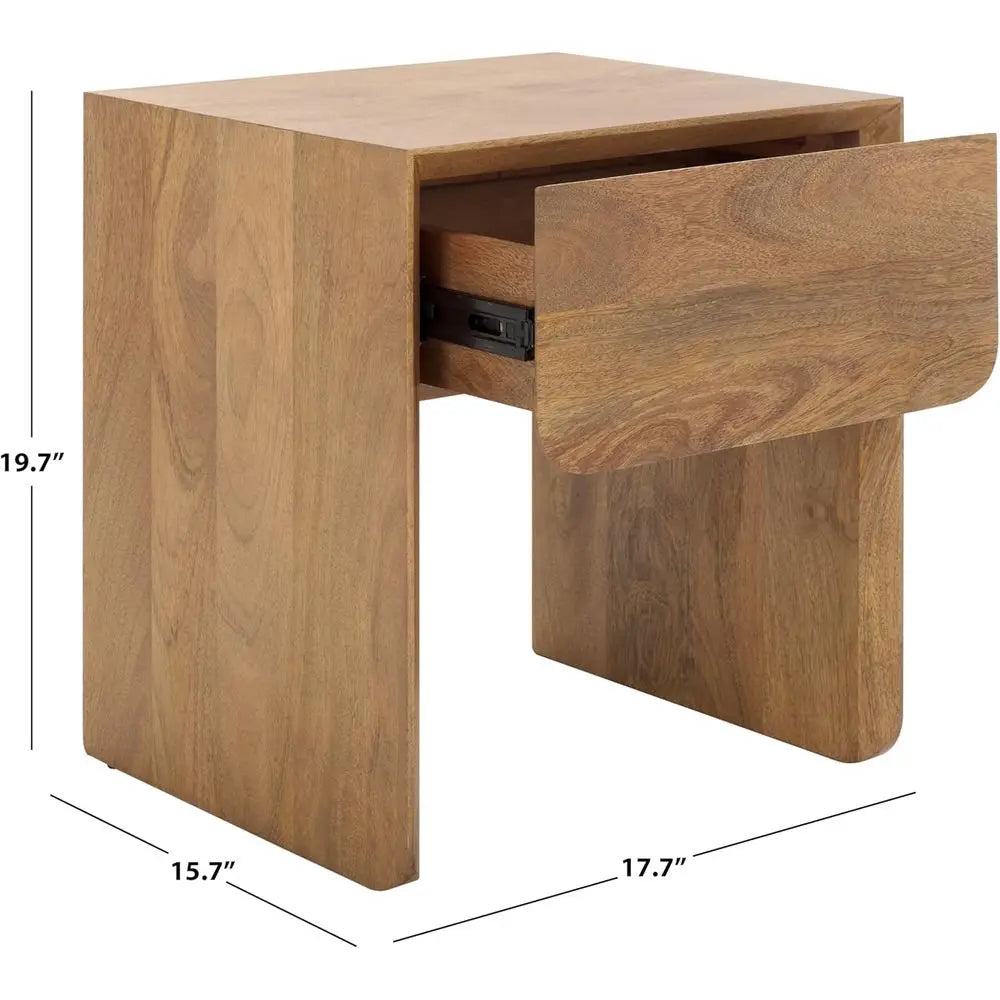 Grigorio Brown Couture Solid Wood Nightstand, Fully Assembled
