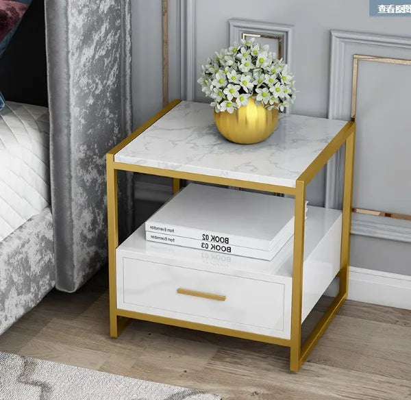 Nordic bedside table simple modern living room bedroom locker bedside cabinet gold light luxury marble storage cabinet