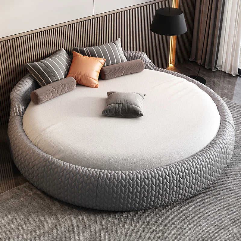 Home 180 200 220 cm Luxury Fabric round Double bed 2 people full size bed frame queen bedroom beds frames bedroom furniture