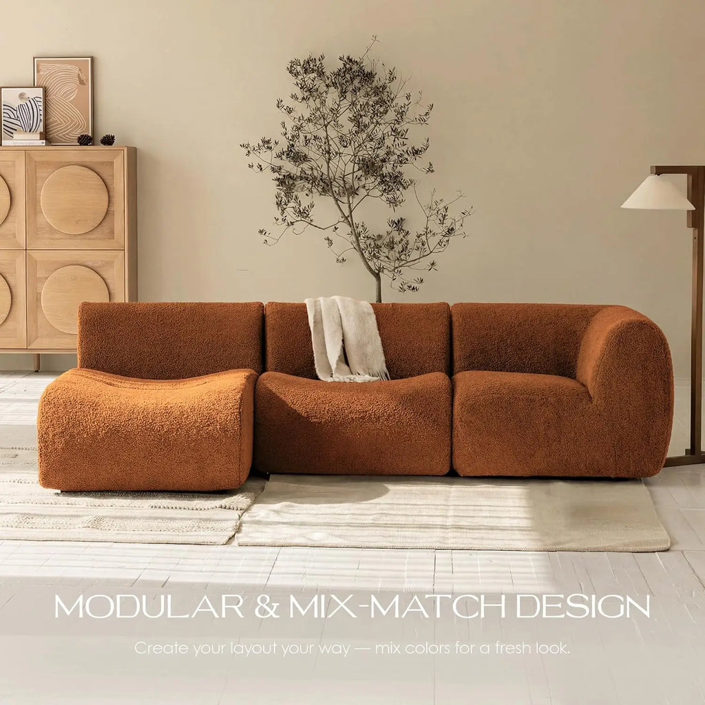 Sectional Sofa with Chaise, Boneless 3 Seater Modular Couch, Reversible L-Shaped Couches with Deep Seat,, Customized