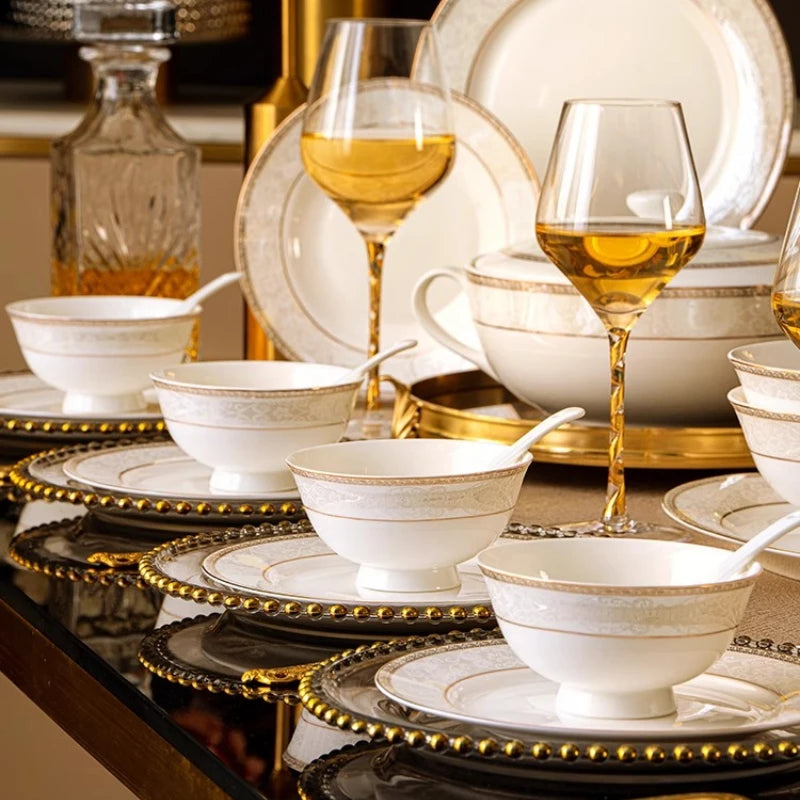 Moving House Tableware Set Bone China 2025 New Tableware Set High-end Luxury Jingdezhen Ceramic Bowls And Plates Home Products
