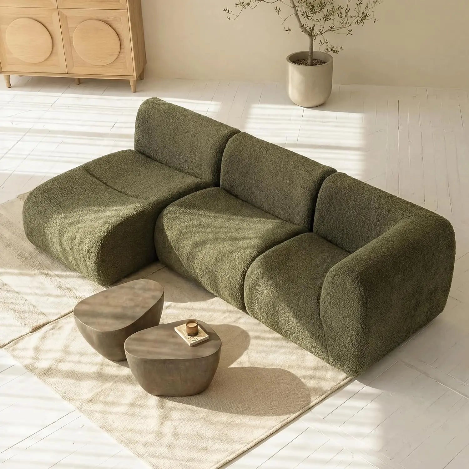 Sectional Sofa with Chaise, Boneless 3 Seater Modular Couch, Reversible L-Shaped Couches with Deep Seat,, Customized