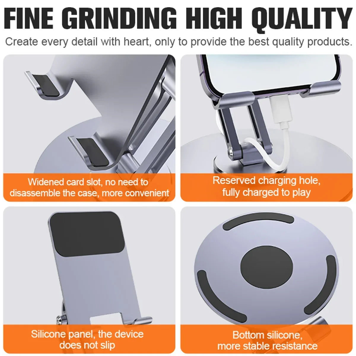 Desktop Phone Holder with 360° Rotation and Multiple Functions