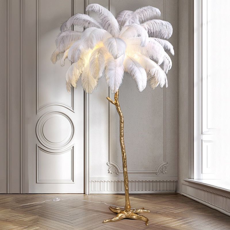 Arctic Ostrich Feather Lamp