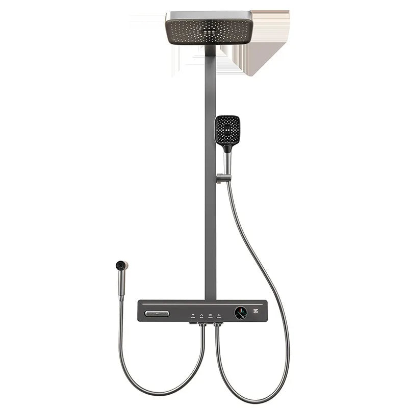 With Waist Spray Shower System Set MultiFunction Smart Digital DisplayRefined CopperAmbient Lighting Pressurize Shower Set