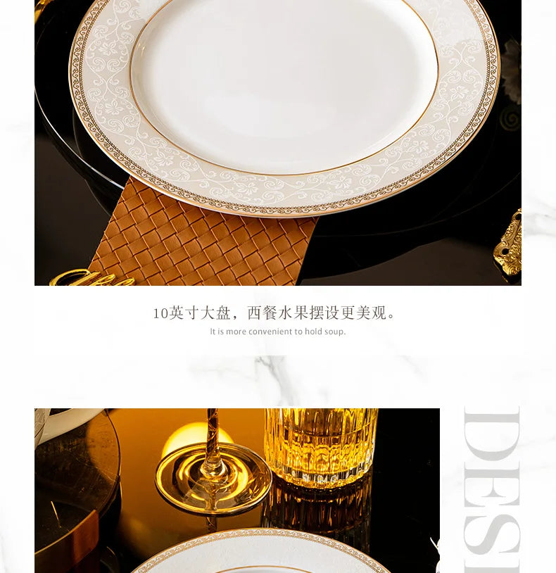 Moving House Tableware Set Bone China 2025 New Tableware Set High-end Luxury Jingdezhen Ceramic Bowls And Plates Home Products