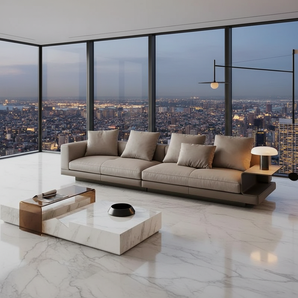 Beige Sofa Side Table Showcase 4