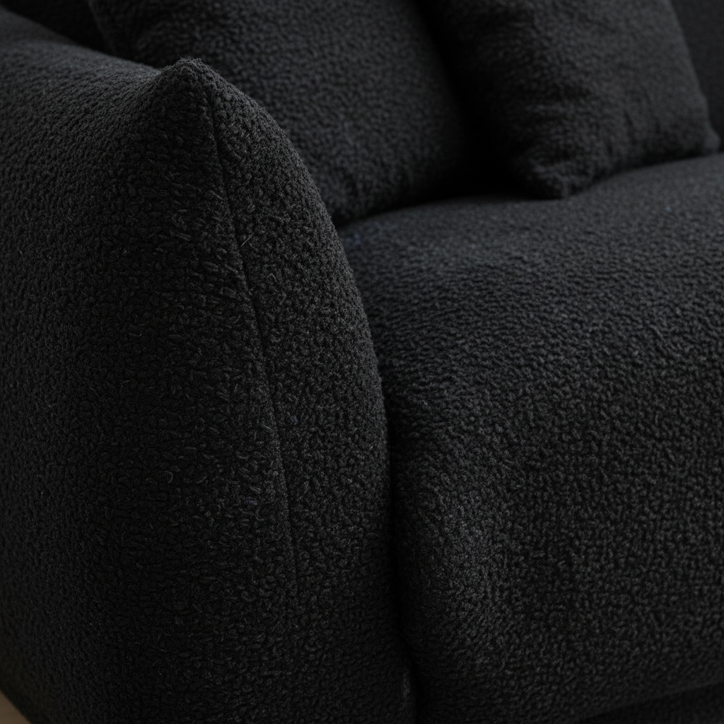 Black Bouclé Sofa – Fabric Detail