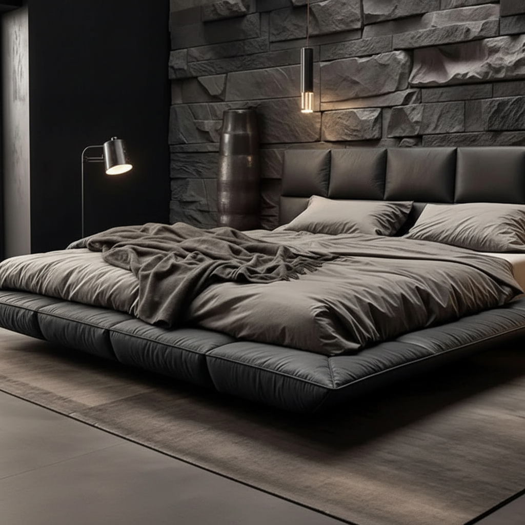 Black Floor Bed 3/4 Angle