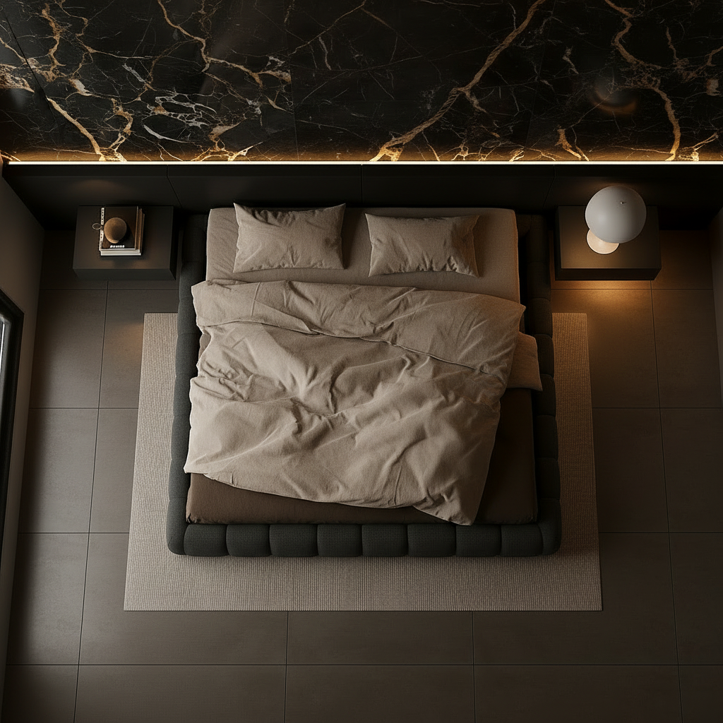 Black Marble Bed – Overhead