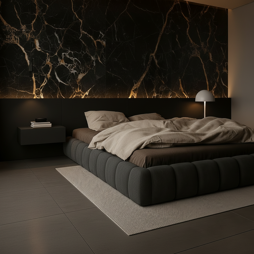 Black Marble Bed – Three Quarter