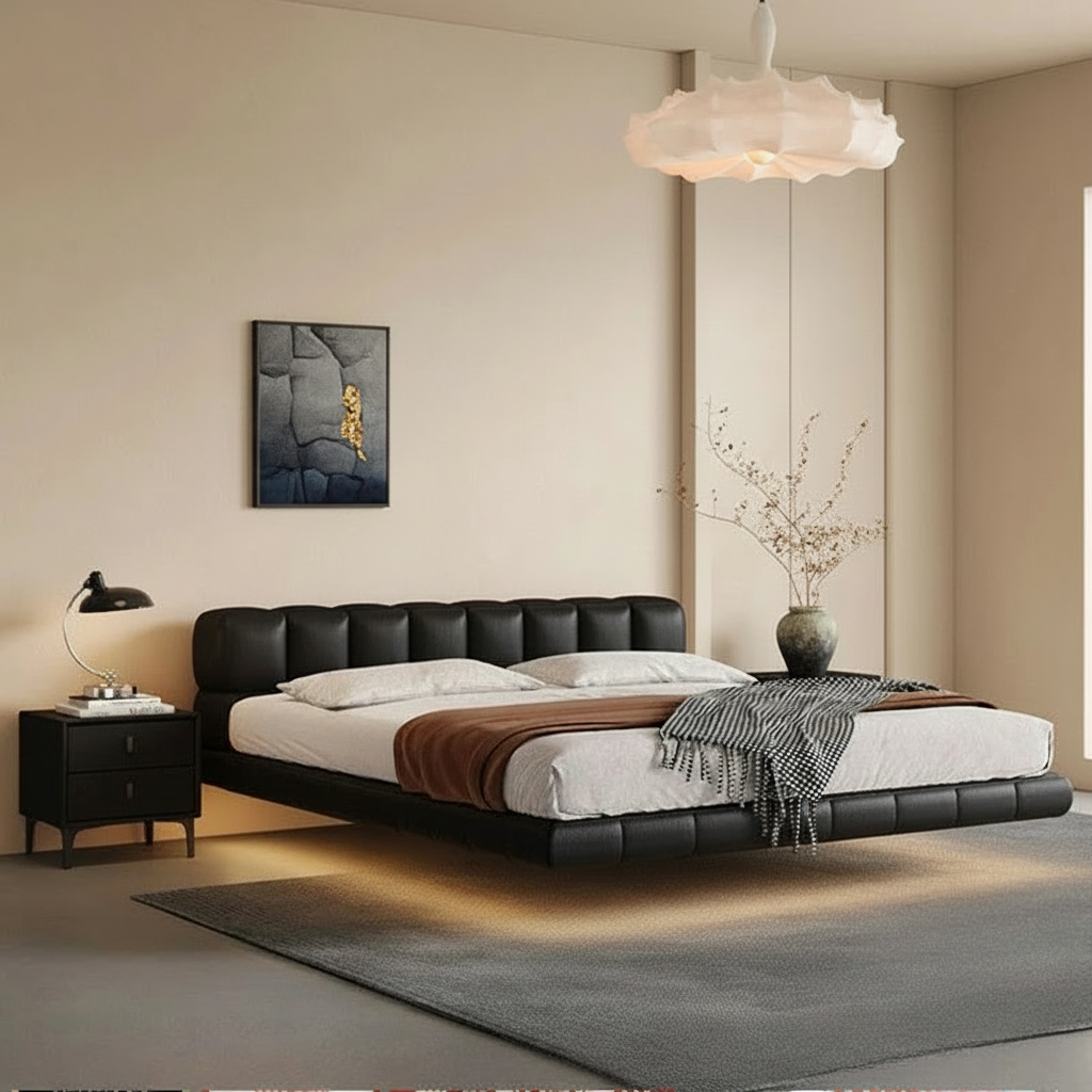 Black Ribbed Bed 3/4 Angle