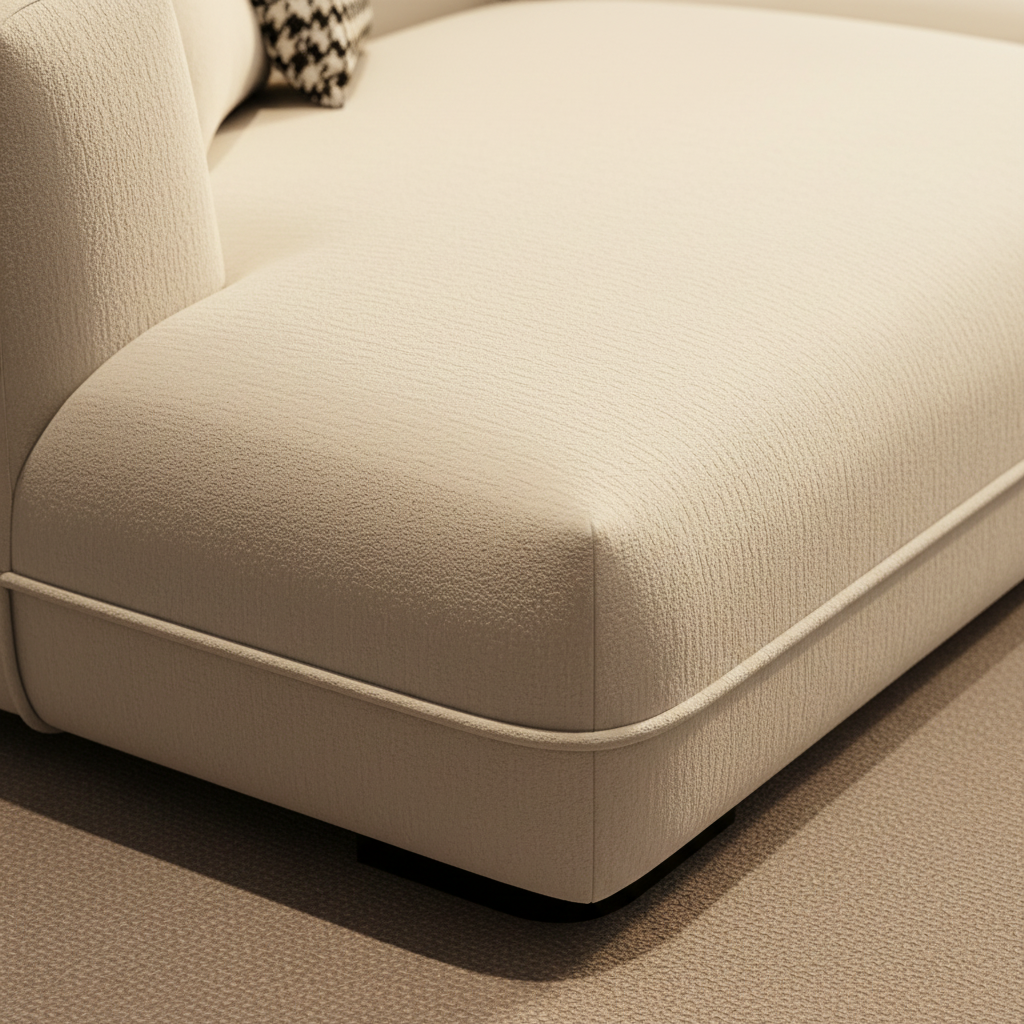 Contemporary L-Shaped Sofa – Fabric Close-Up Side Angle