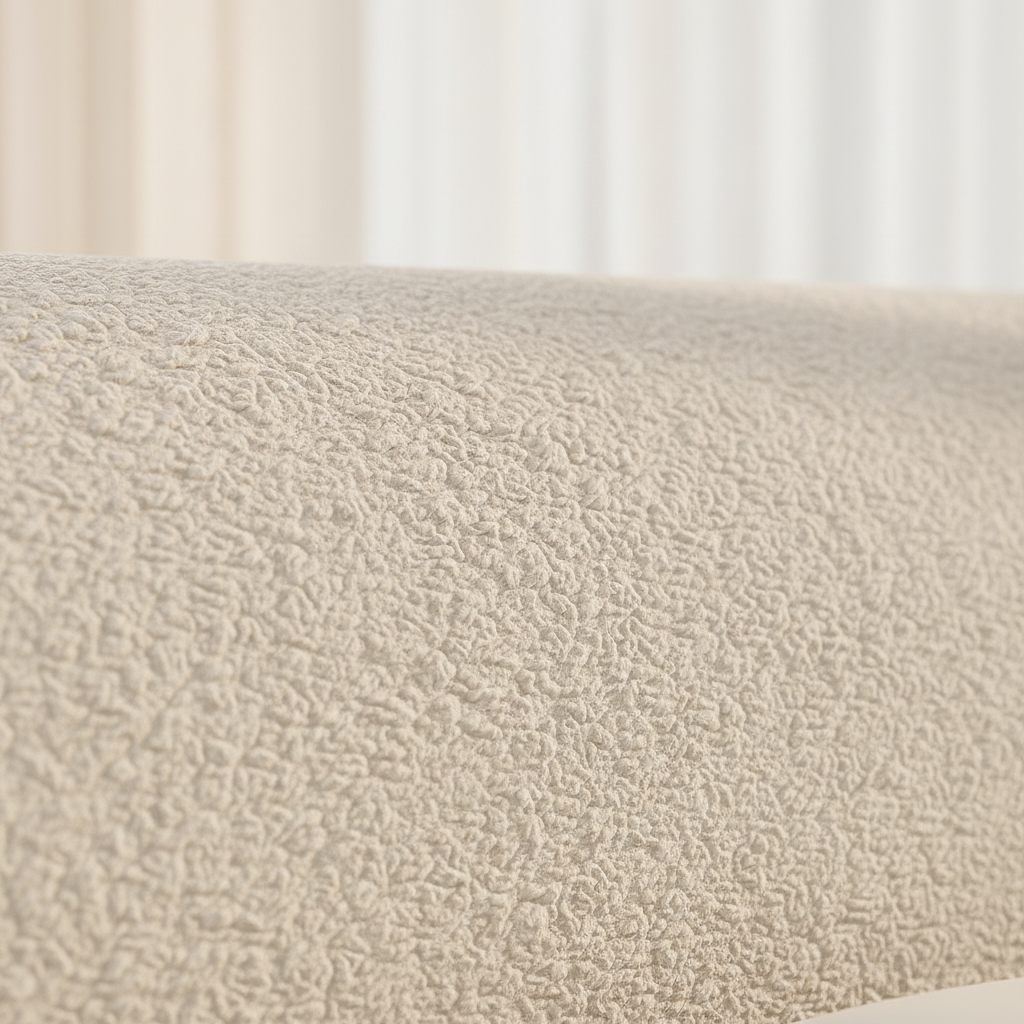 Cream bouclé fabric macro