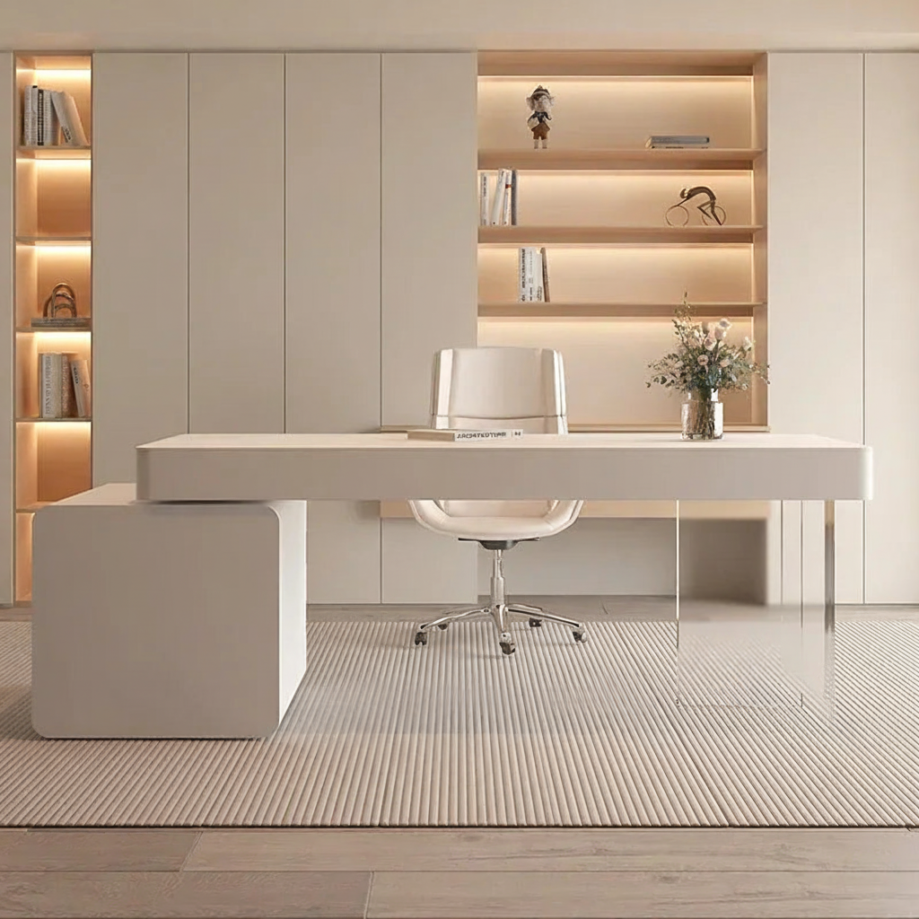 Cream desk front view