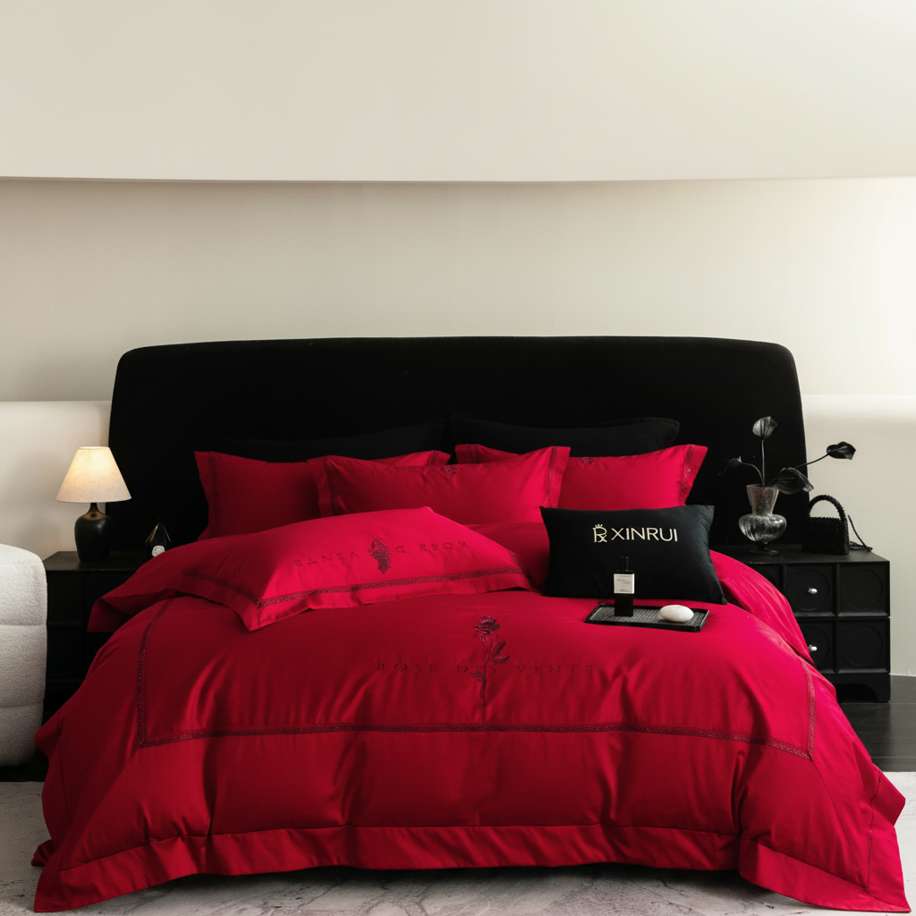 Crimson Red Bedding – Pillow Detail