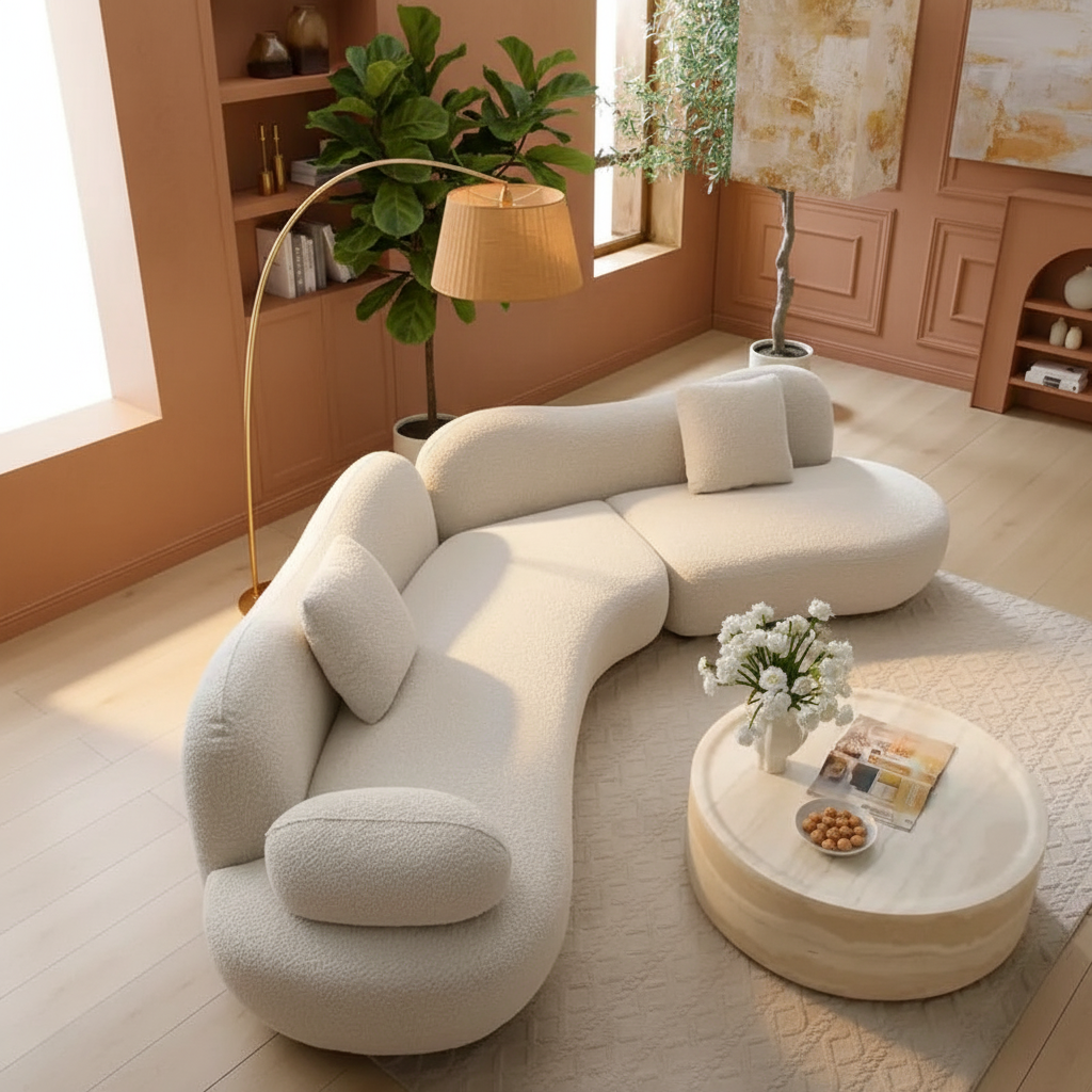 Curved Bouclé Sofa Showcase 4