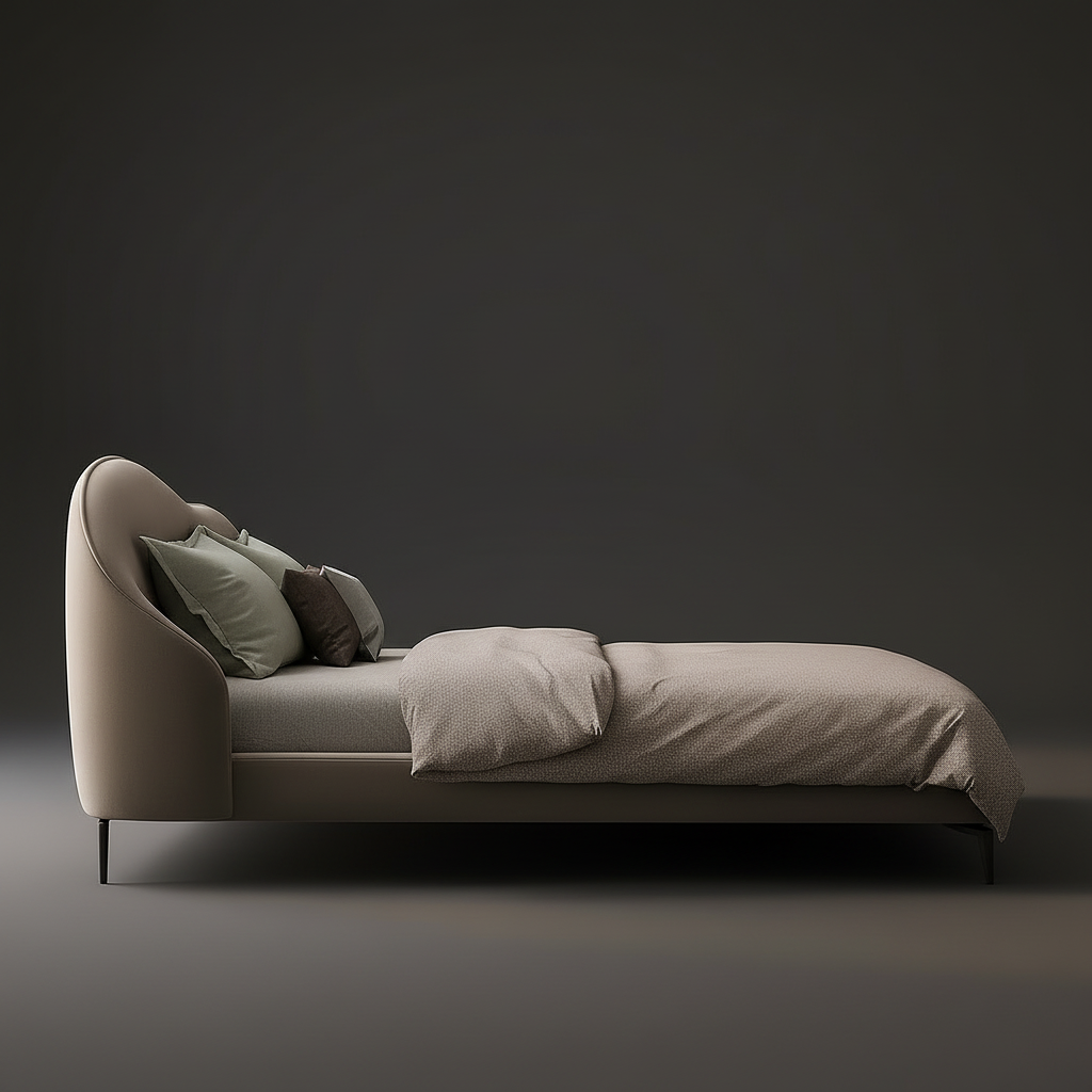 Curved Headboard Bed Side View 1