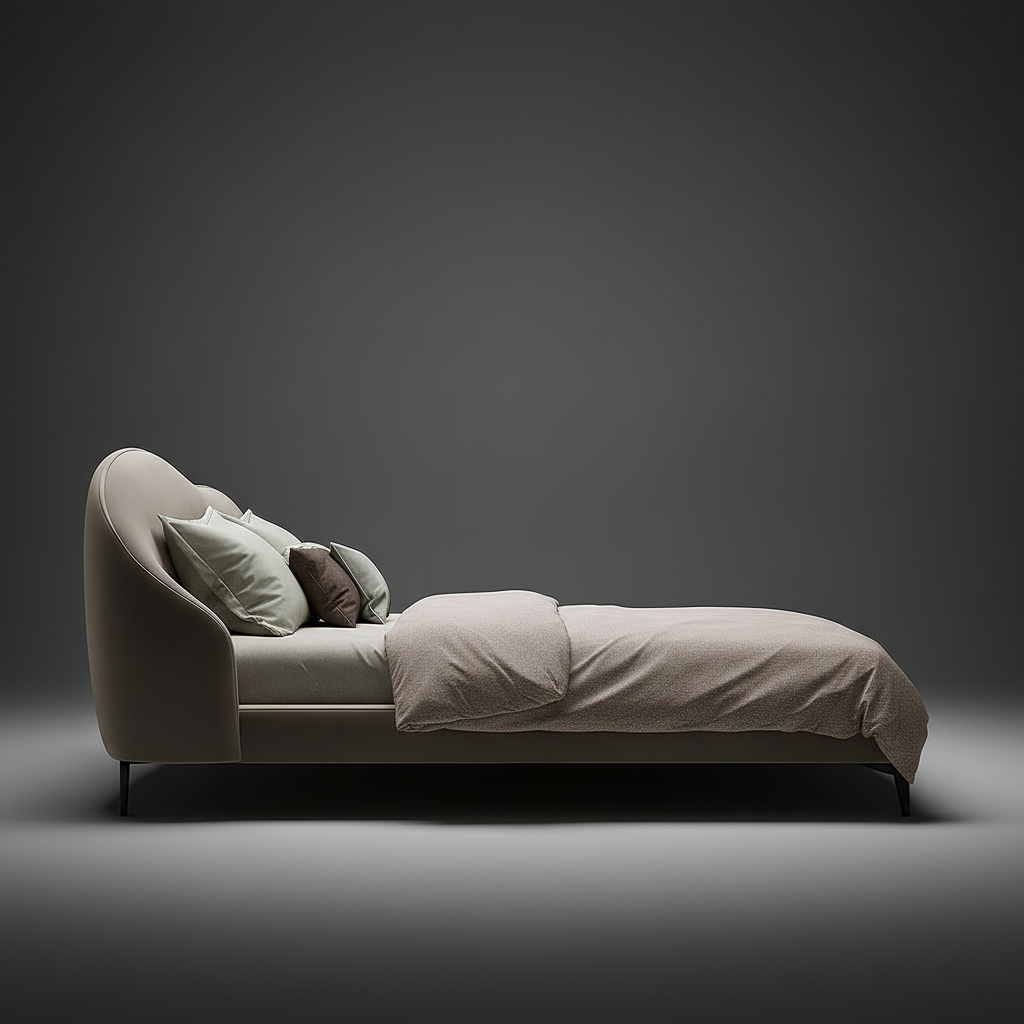 Curved Headboard Bed Side View 2