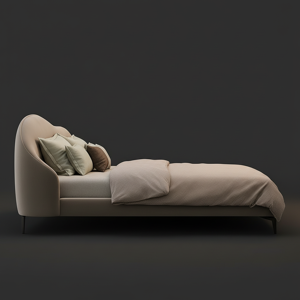Curved Headboard Bed Side View 3