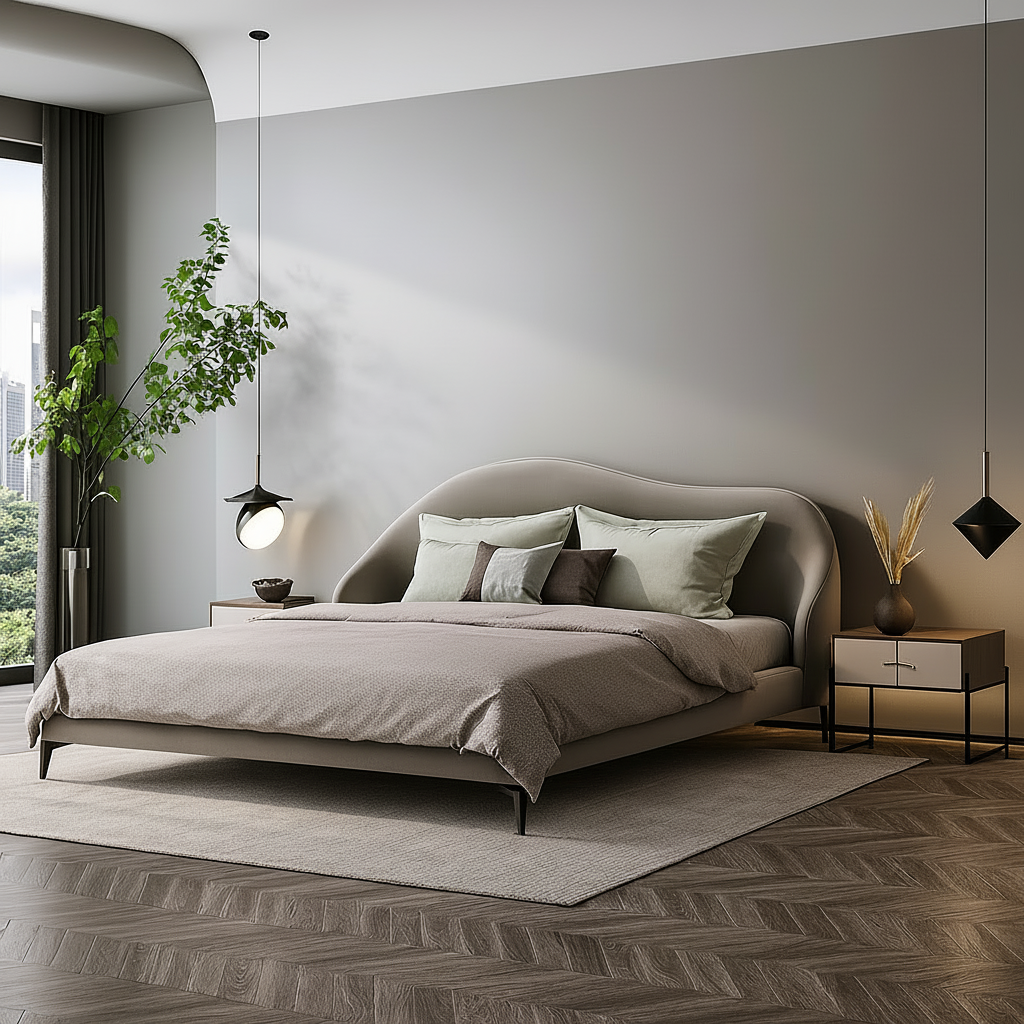 Curved Headboard Bed Side View 4