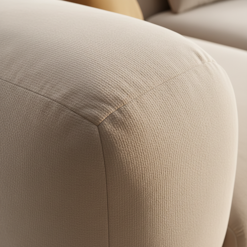 Curved Sofa – Velvet Fabric Close-Up