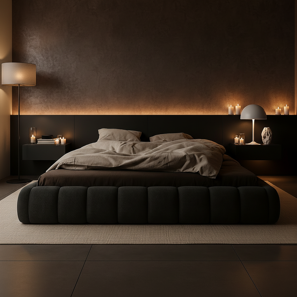 Dark Bed – Venetian Plaster