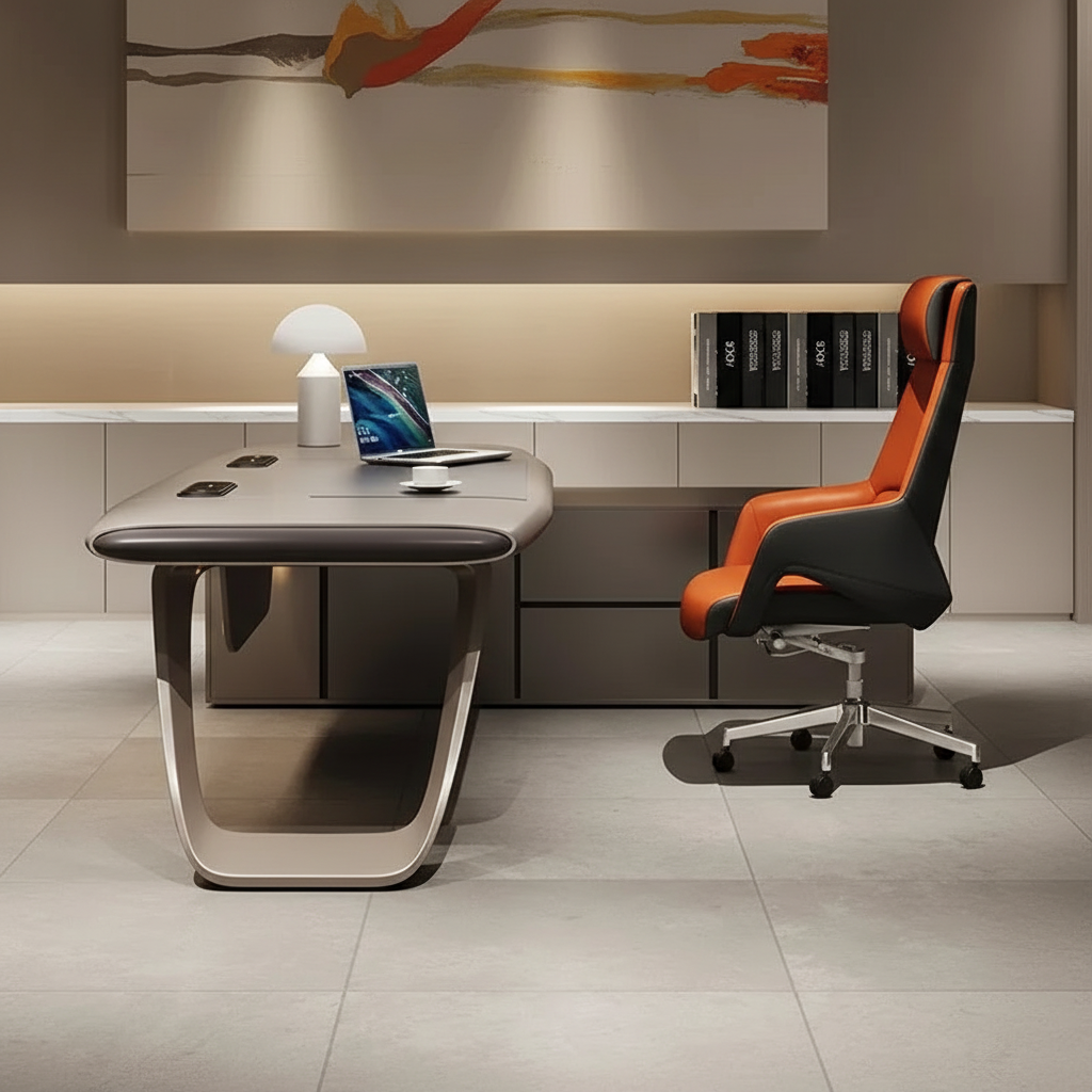 Dark executive desk front view