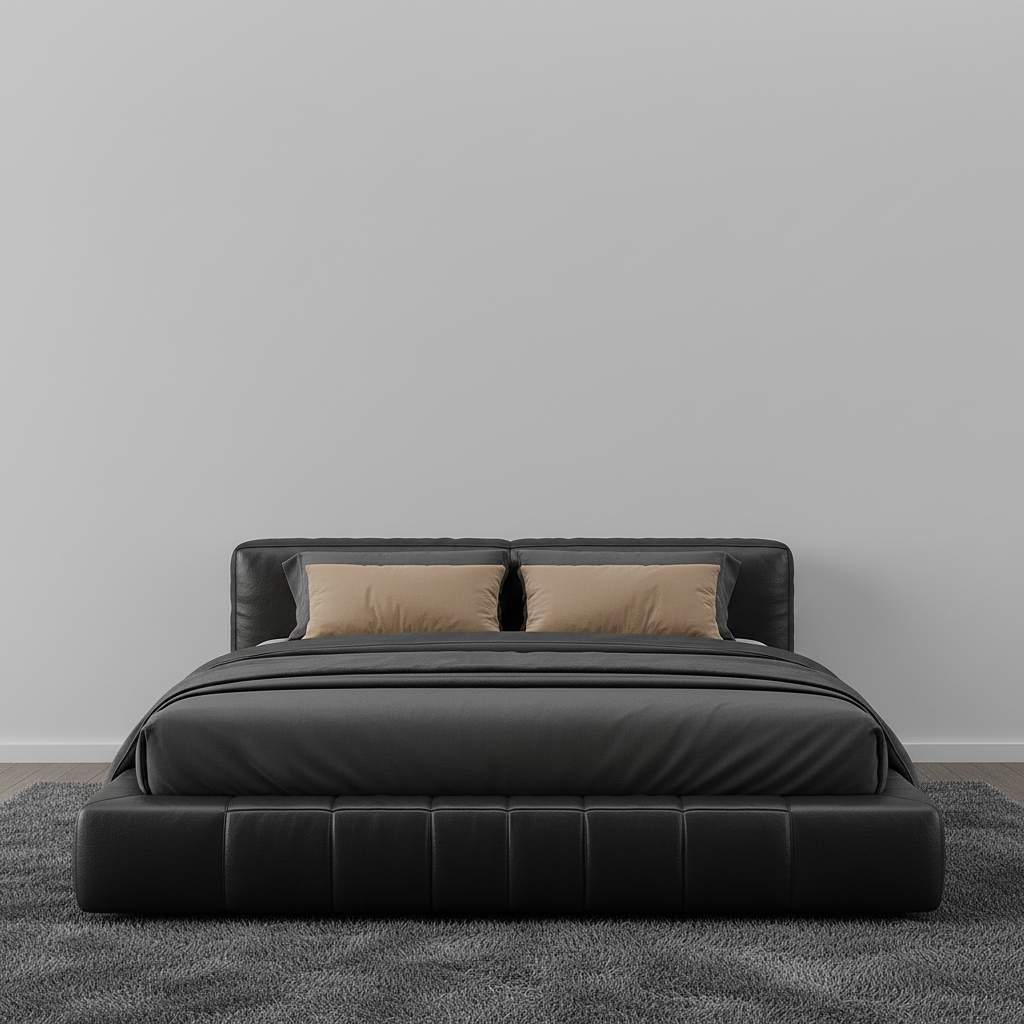 Dark Platform Bed – Front View Grey